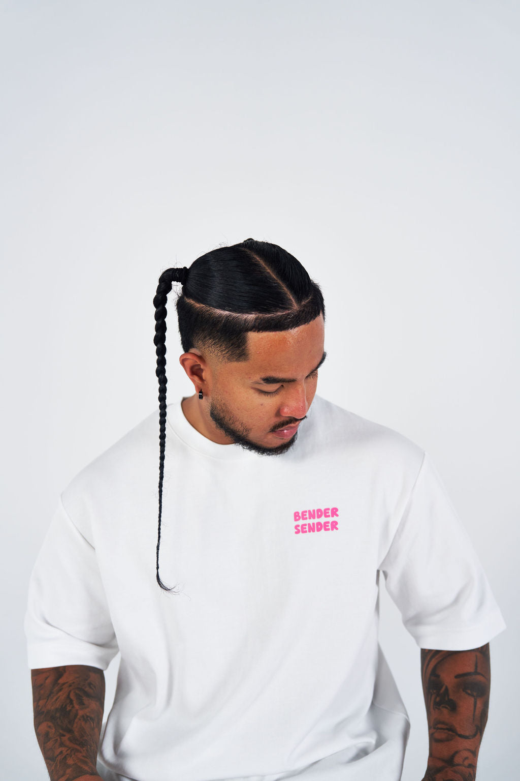 Bender Sender White Tee - Pink